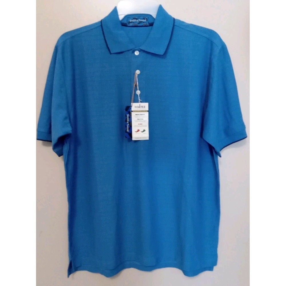 Smith And Tweed Vortex Blue Stripe Quick Dry Durability Polo Shirt Size M